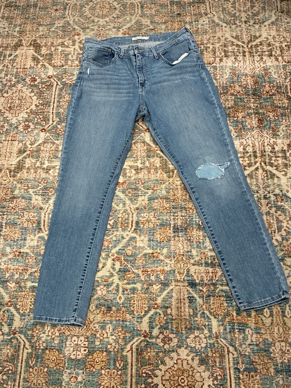 Levi's 721 high rise skinny size 33 pinstripe blue jeans